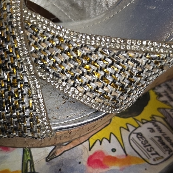 Guess Gold and Silver Wedge Sandals - Picture 5 of 9